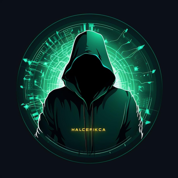 mascote do logotipo do hacker com capuz