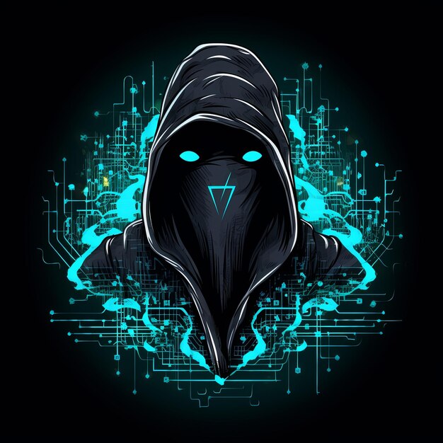 mascote do logotipo do hacker com capuz