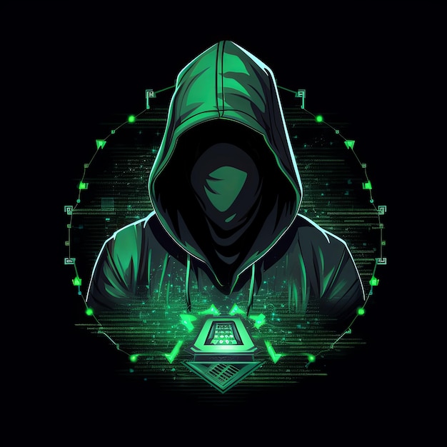 mascote do logotipo do hacker com capuz