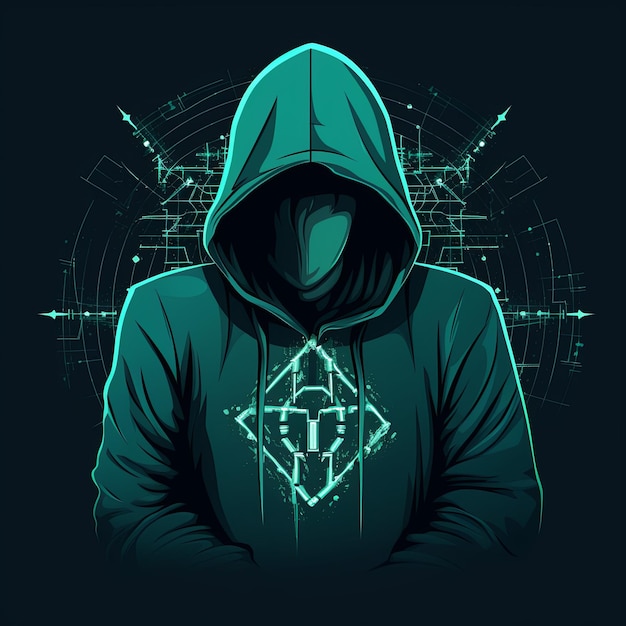 mascote do logotipo do hacker com capuz