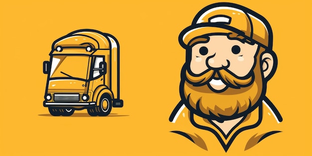 Mascote do trabalhador de transporte para uma arte de linha do logotipo da empresa Generative AI