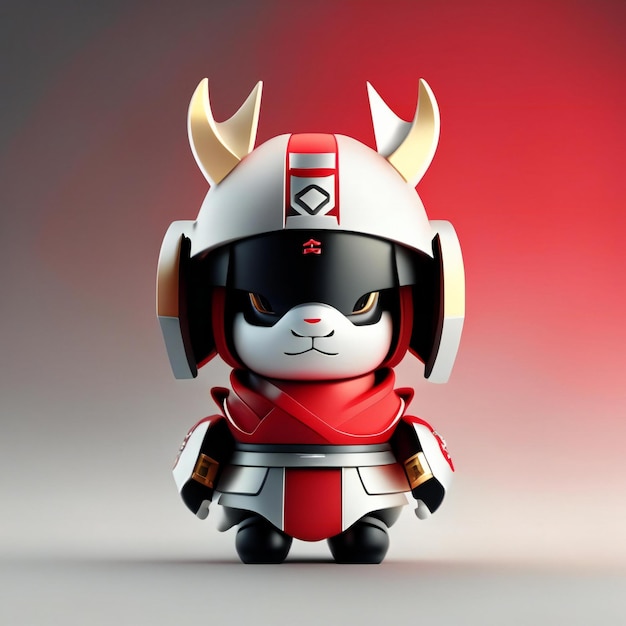 Mascote guerreiro nas cores vermelho, preto e branco Generative AI Generative AI