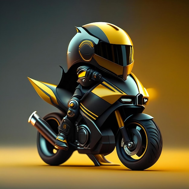 Mascote motociclista em motocicleta futurista Generative AI