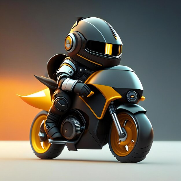 Mascote motociclista em motocicleta futurista Generative AI