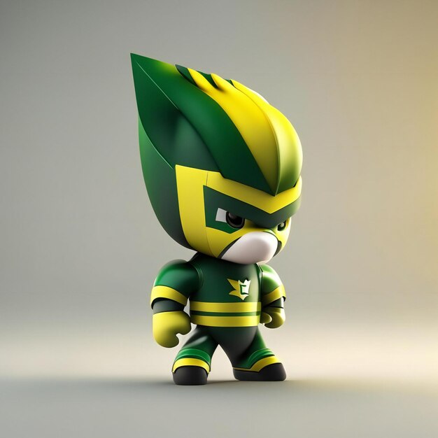 Foto mascote nas cores amarelo e verde generative ai
