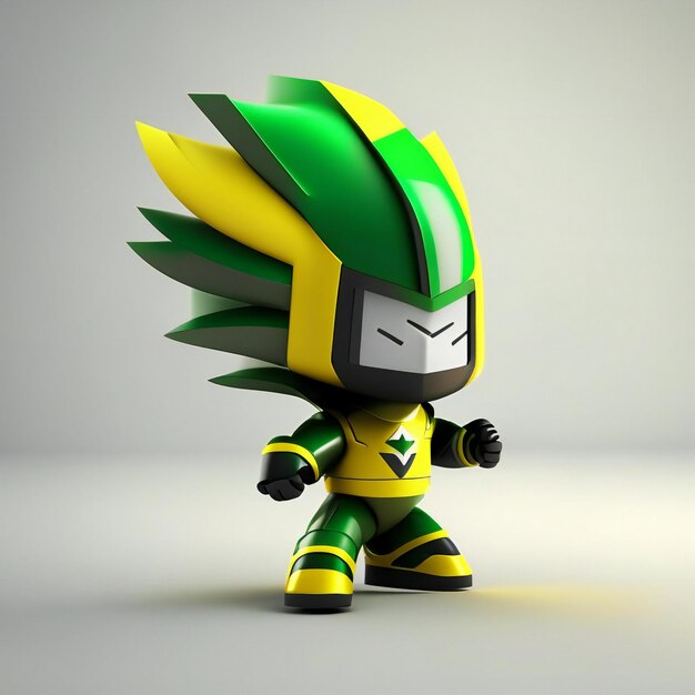 Foto mascote nas cores amarelo e verde generative ai