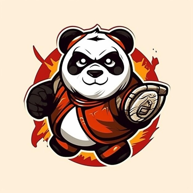Ilustração de desenhos animados panda rosto • adesivos para a parede kung fu, assustado, panda