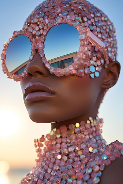 Masiva holográfica colorida hecha de cuentas gafas de sol de moda