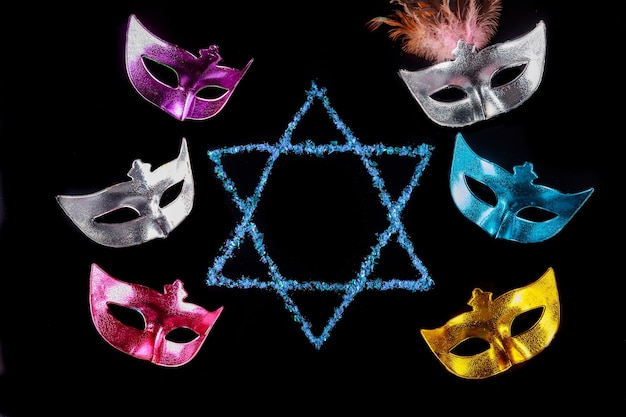 Masken für Feier Feiertagskarneval jüdischen Purim.
