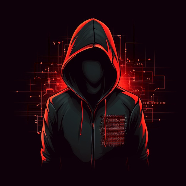 Maskottchen mit dem Hacker-Logo