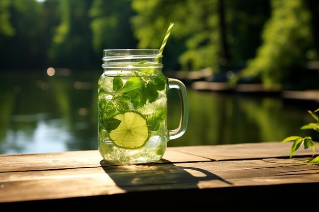 Mason Jar es una bebida verde refrescante.