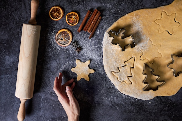 Massa vista de cima para biscoitos de natal