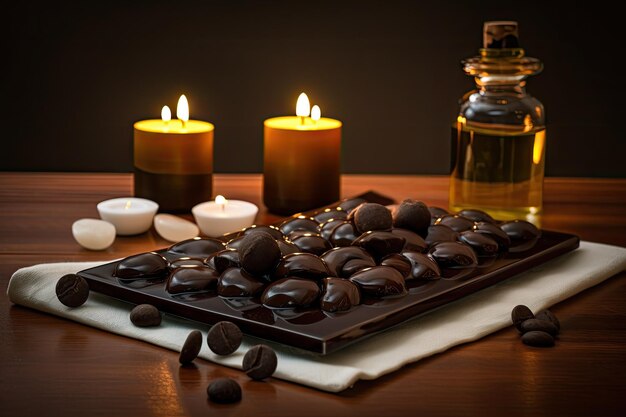 Massagem de chocolate com pedras quentes e óleos perfumados