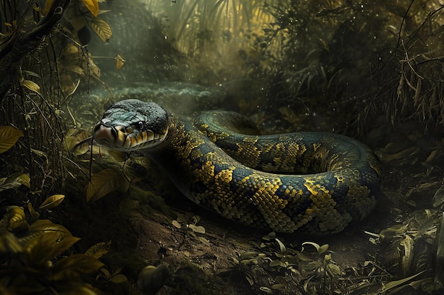 Massive Anaconda-Schlange generiert Ai