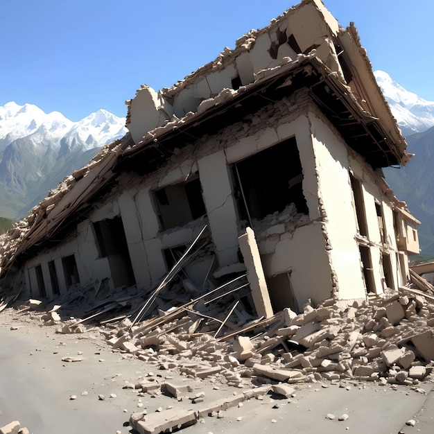 Foto massives erdbeben zerstört kollaps gebäude generative kunst von ki