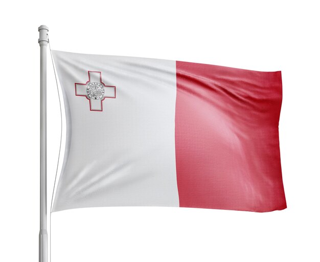 Mastão da bandeira de Malta em fundo branco