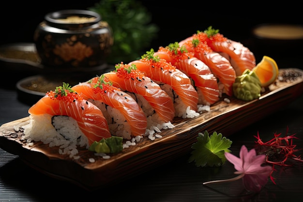 Master Sushi komponiert farbenfrohe und schmackhafte kunstgenerative IAs