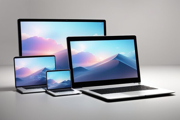 Mastering Design Umfassende Laptop- und Desktop-Mockups für jeden Winkel und jede Größe