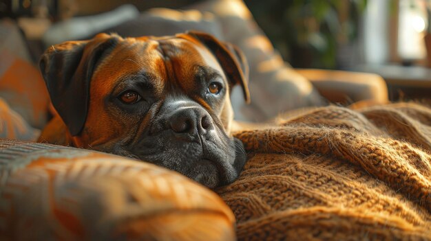 Mastiff inglês como um gigante gentil em uma cena de família protetora