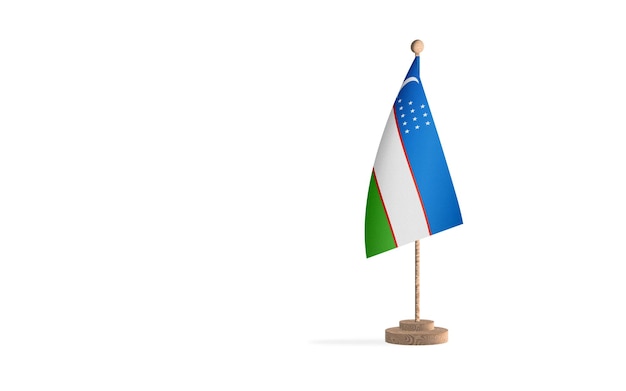 Mastro de bandeira do Uzbequistão com imagem de fundo de espaço em branco