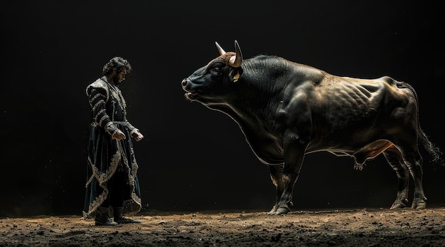 Foto matador y toro se enfrentan