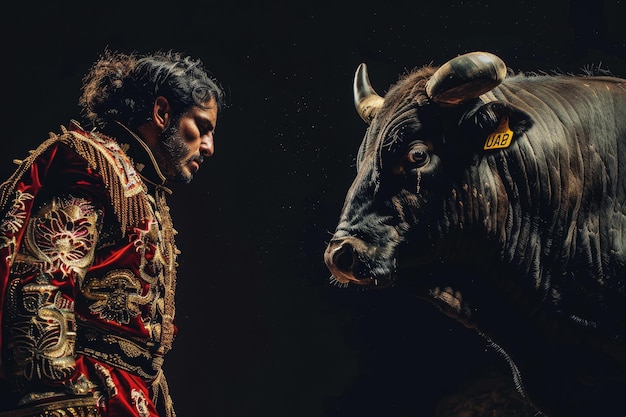 Foto matador y toro se enfrentan