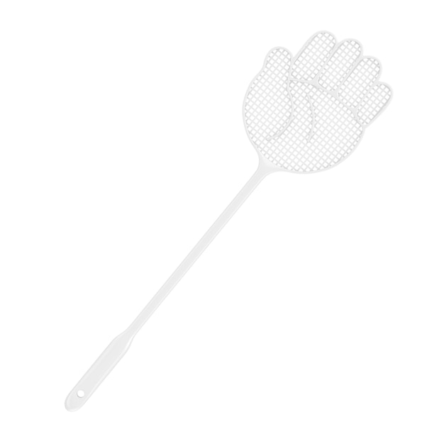 Matamoscas blanco en forma de representación 3d de mano