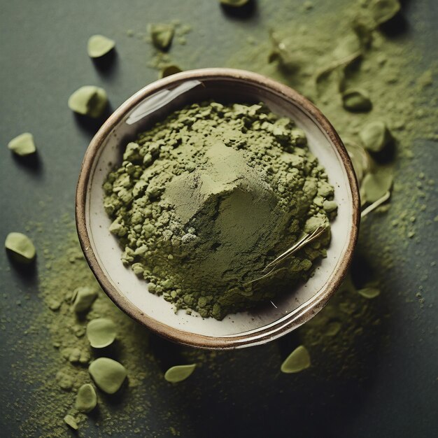 Matcha-Pulver-Flatlay