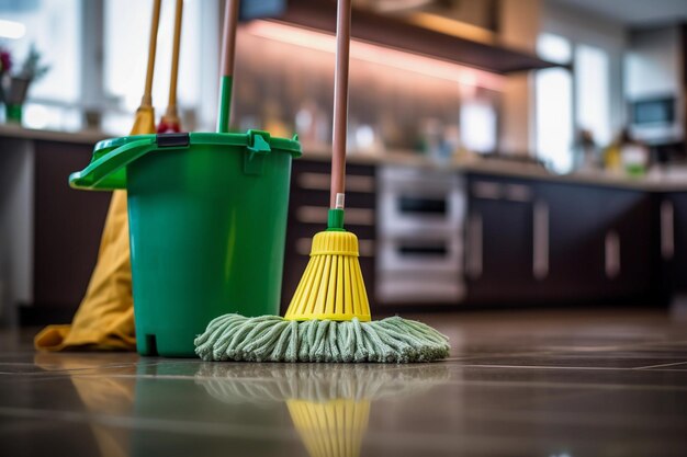 Foto materiais de limpeza a arte da senhora da limpeza em casa