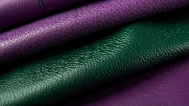 Foto material de cuero púrpura y verde con una e púrpura