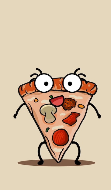 Material de cartaz de ilustração de pizzas deliciosas desenhadas à mão