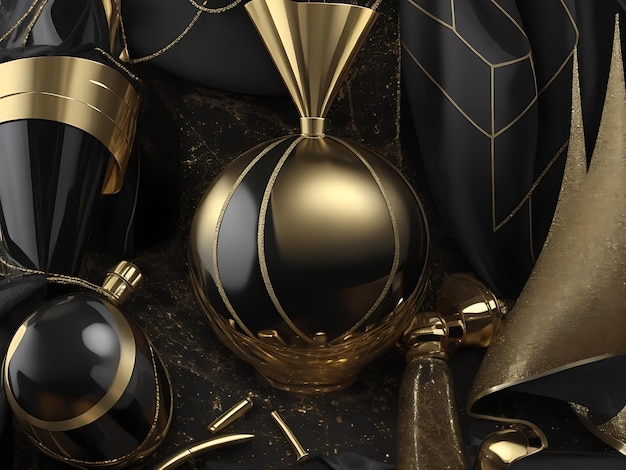 Material de fundo de festa de ano novo ouro preto dominador
