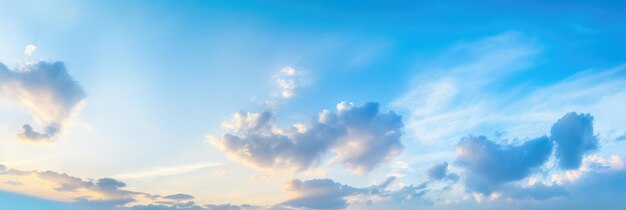 Material de fundo panorâmico do horizonte das nuvens brancas do céu azul