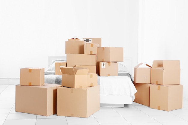 Material doméstico embalado para mudar para nova casa