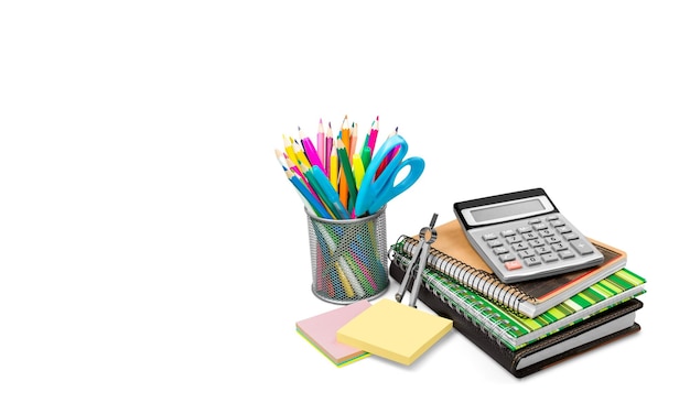 Material escolar y de oficina. De vuelta a la escuela.