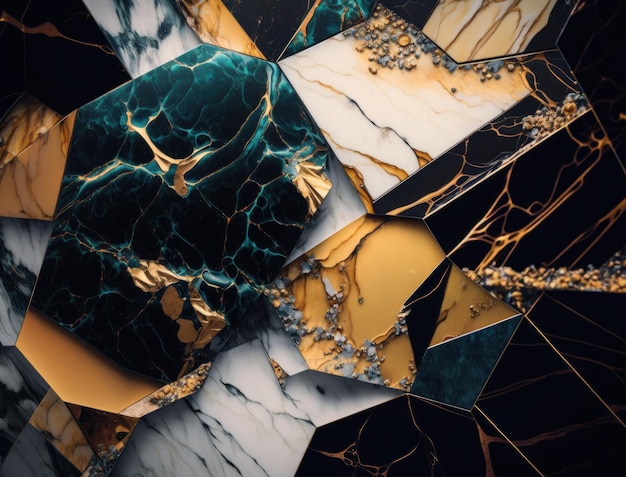 Material de fondo de textura de piedra de mármol con oro creado con tecnología de IA generativa