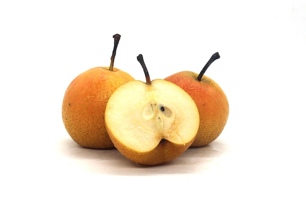 Material fotográfico com fundo branco de fruta pera