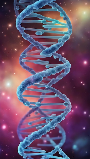 Material genético de doble hélice de ADN Diseño abstracto de secuenciación de genes Flotando en el fondo del espacio