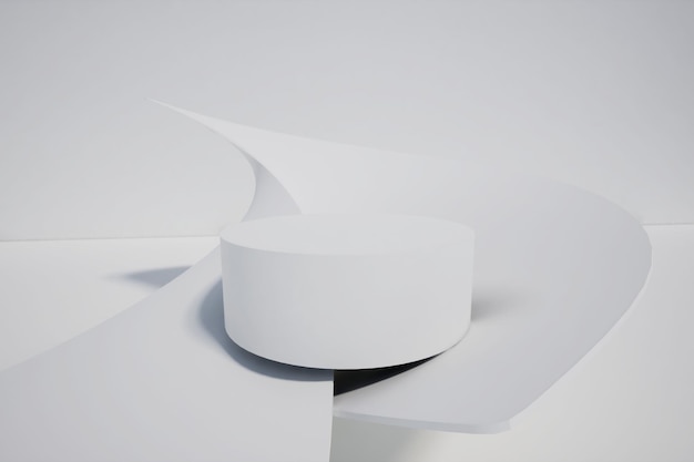 Materiales de fondo en 3D con forma de onda de geometría blanca