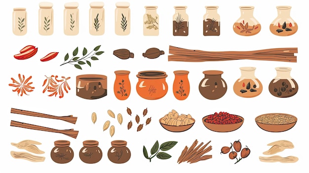 Materiales y herramientas para fabricar medicamentos en estilo oriental.