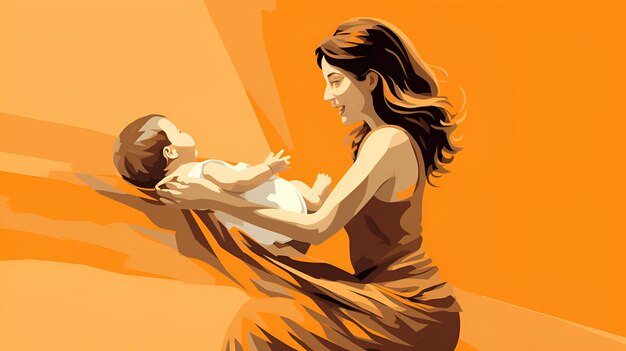 Foto maternal love mom39s love vector illustration in log style celebra o calor da maternidade em seus projetos por generative ai