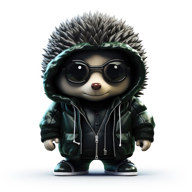 Matrix-inspiriertes Hedgehog Beanie Baby Eine epische Illustration auf weißem Hintergrund