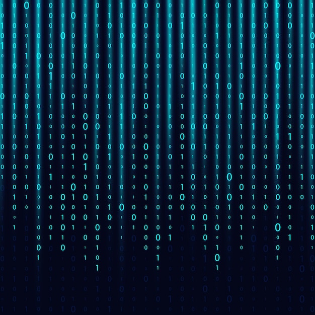 Matrixhintergrund mit Zahlen auf dem Bildschirm Binärcode Null Eins Codierung Datenstrom Binärcode