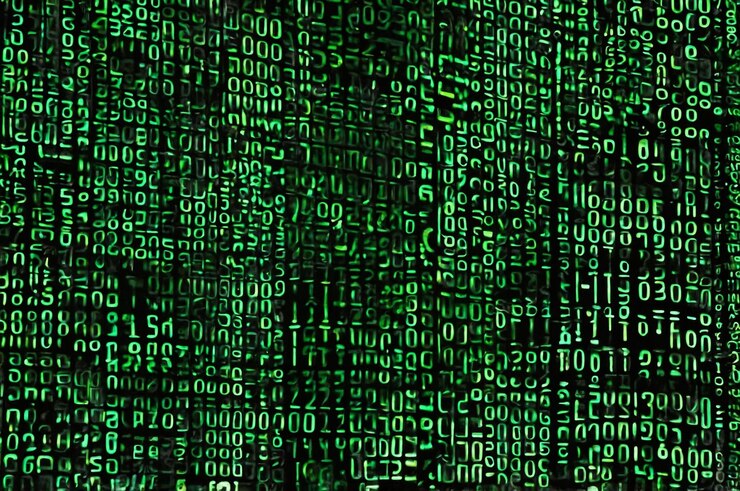 Foto matriz digital abstracta con efecto de código verde
