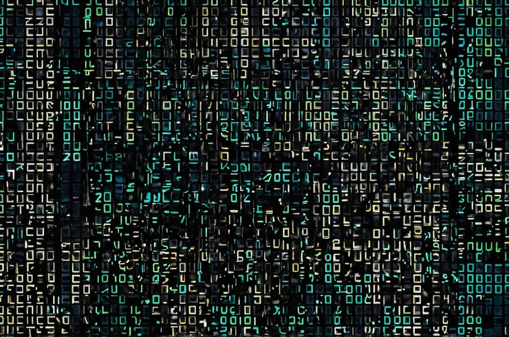 Foto matriz digital de patrones de código de programación flotante