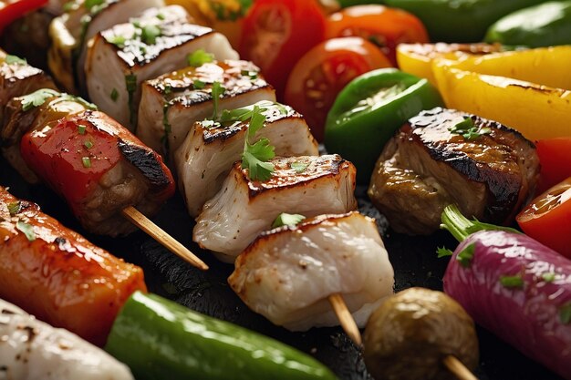 La matriz de ingredientes de Shashlik de colores predeterminados