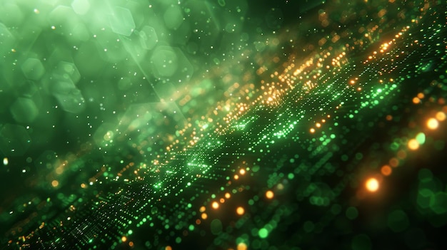 Una matriz verde con un fondo abstracto de datos digitales y datos digitales