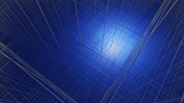 Matriz de vidrio azul con luz desde el exterior 3D Rendering