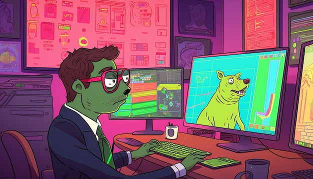 Matt Fury dibujando a un triste comerciante de criptomonedas