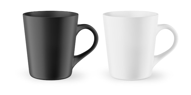 Matte Tasse für Getränke Weiße und schwarze, leere, realistisch isolierte Tasse